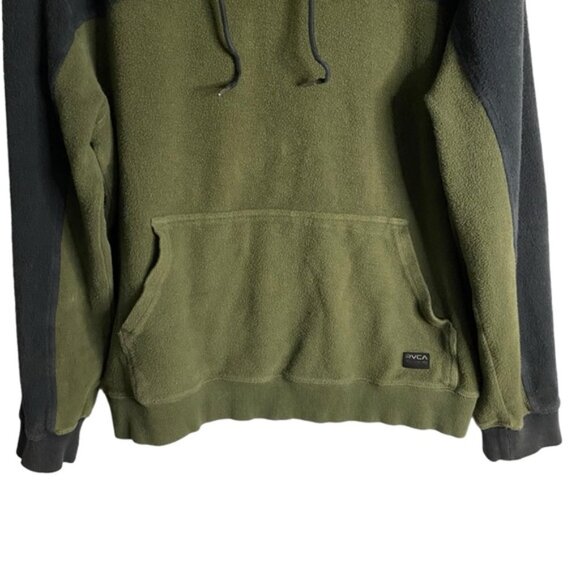 RVCA Men's Green Color Blocking Fleece Sweatshirt Hoodie - Picture 3 of 9